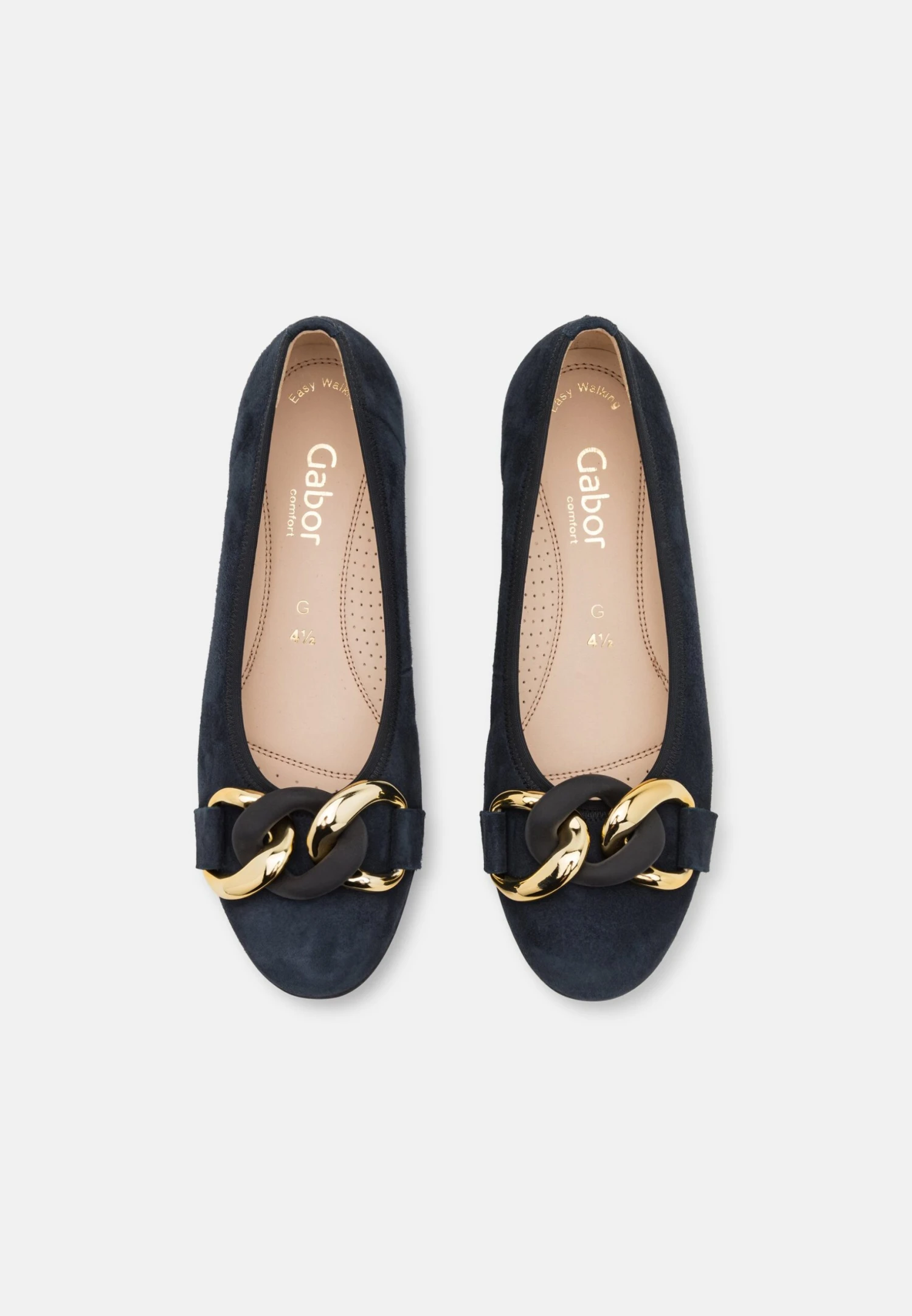 Gabor Comfort Ballet Pumps - Dark Blue/Uni Gold 6 Gabor Comfort Ballet Pumps - Dark Blue/Uni Gold - Image 6