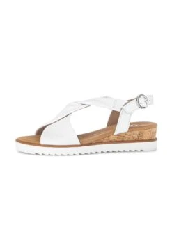 Gabor Comfort Wedge Sandals - Weiss Kork Offwhi