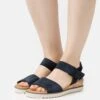 Gabor Comfort Wedge Sandals - Dark Blue