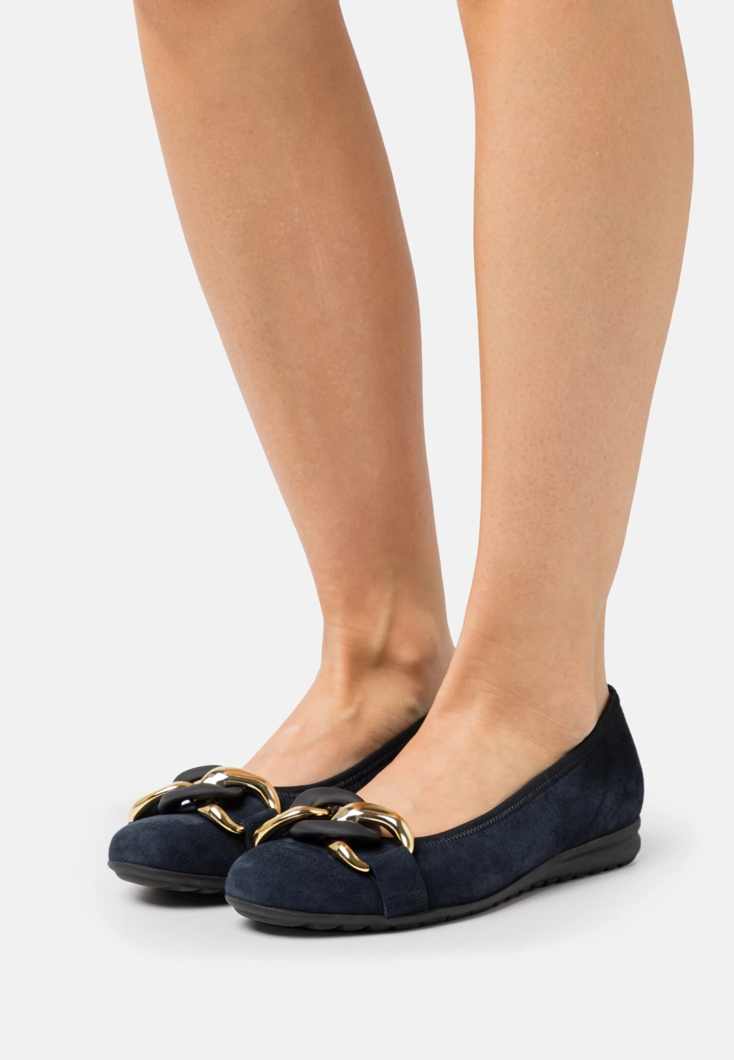 Gabor Comfort Ballet Pumps - Dark Blue/Uni Gold 1 Gabor Comfort Ballet Pumps - Dark Blue/Uni Gold